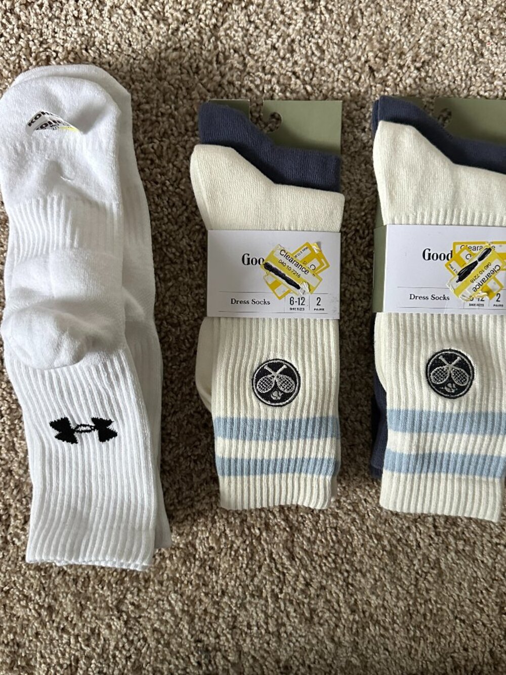 NWT Under Armour & Goodfellow Socks - 7 Pairs - White / Navy Blue - Size 6-12